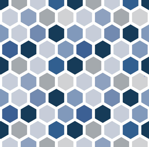 Peel and Stick Wallpaper Blue Hexagons/ Indigo Blue Hexagon Wallpaper/ Removable Wallpaper/ Unpasted Wallpaper/ Pre-Pasted Wallpaper WW1928