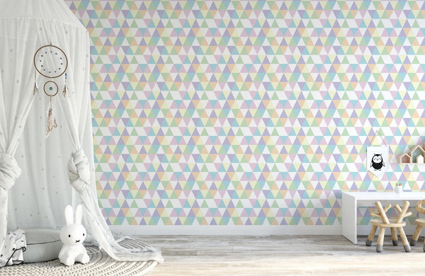 Pastel Triangle Wallpaper/ Gender Neutral Kids Childrens Decor Removable Wallpaper/ Unpasted Wallpaper/ Pre-Pasted Wallpaper WW1871