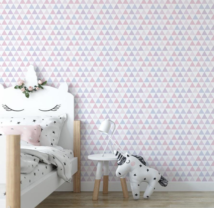 Peel and Stick Wallpaper Pink Triangle Wallpaper/ Removable Wallpaper/ Unpasted Wallpaper/ Pre-Pasted Wallpaper