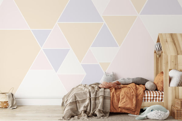 Abstract Pastel Triangles Wallpaper Mural/ Removable Wallpaper/ Unpasted Wallpaper/ Pre-Pasted Wallpaper WW1849