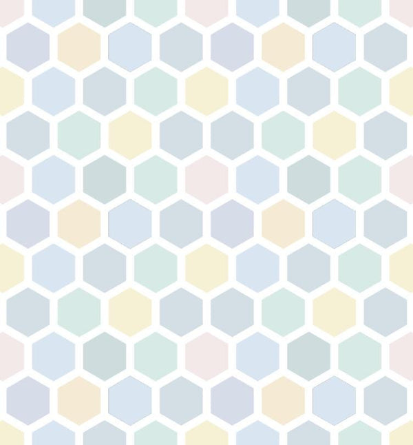 Peel and Stick Wallpaper Colorful Hexagons/ Pastel Hexagon Wallpaper/ Removable Wallpaper/ Unpasted Wallpaper/ Pre-Pasted Wallpaper WW1969