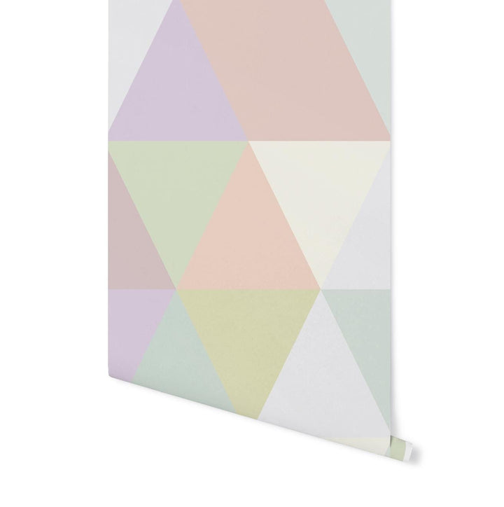 XL Peach and Green Triangles Wallpaper/ Removable Wallpaper/ Unpasted Wallpaper/ Pre-Pasted Wallpaper WW1970