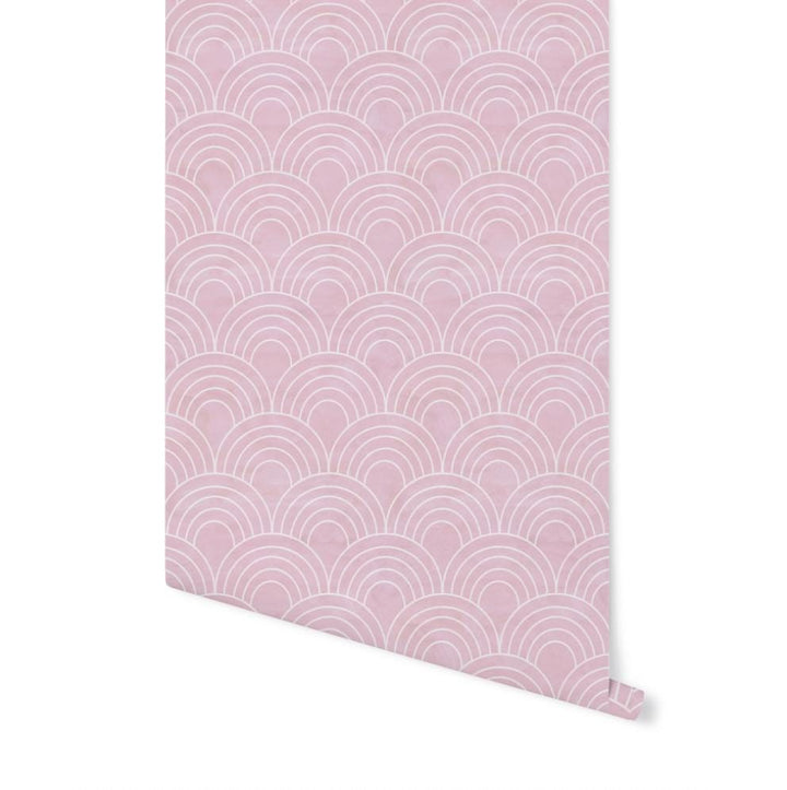 Peel and Stick Wallpaper Pink Mermaid/ Pink Watercolor Arches Wallpaper/ Removable Wallpaper/ Unpasted Wallpaper/ Wallpaper WW2248