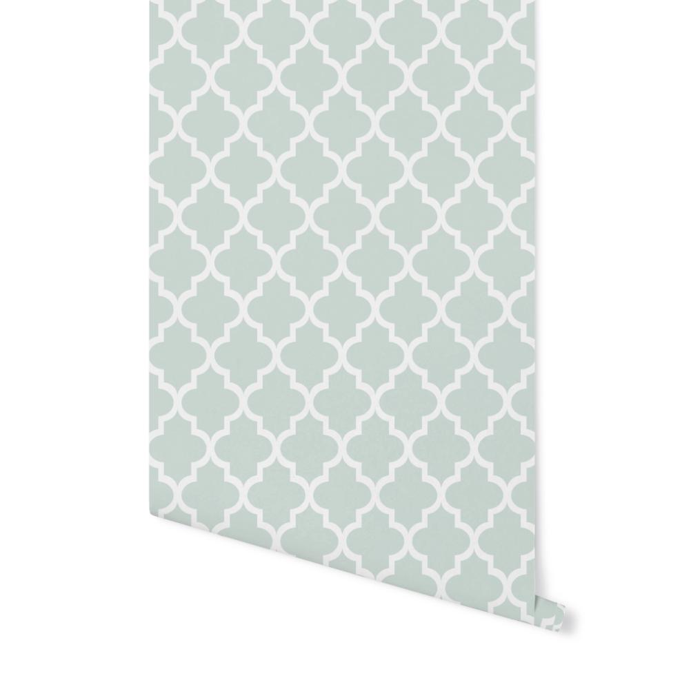 Peel and Stick Wallpaper Teal Quatrefoil/ Sea Foam Green Quatrefoil Removable Wallpaper/ Peel and Stick Wallpaper/ Unpasted Wallpaper WW1717