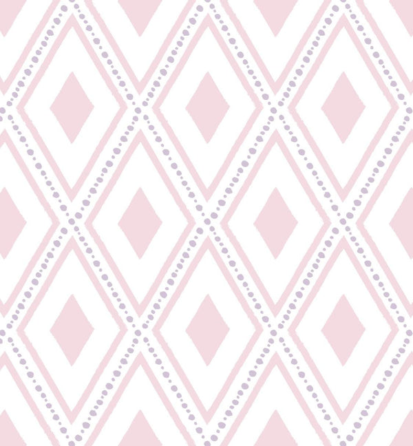 Pink Hand Drawn Triangles/ Geometric Diamond Pink Girl Nursery Bedroom/ Removable/ Unpasted/ Pre-Pasted Wallpaper WW1754