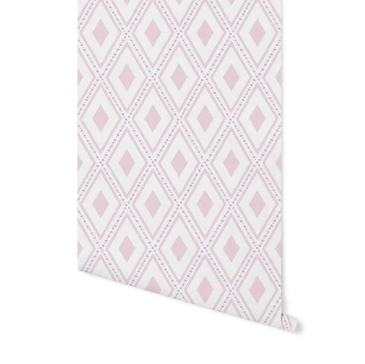 Pink Hand Drawn Triangles/ Geometric Diamond Pink Girl Nursery Bedroom/ Removable/ Unpasted/ Pre-Pasted Wallpaper WW1754