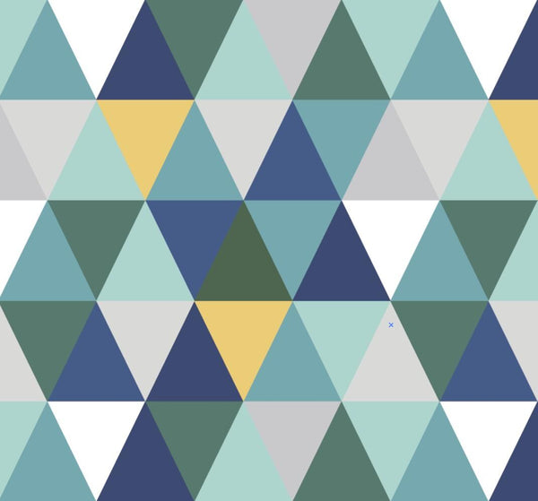 Peel and Stick Wallpaper Blue Triangle /Mustard, Blue & Teal Triangles Wallpaper/ Removable Wallpaper/ Unpasted Wallpaper/ Wallpaper WW2231