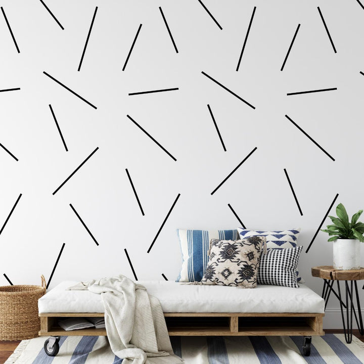 Elevated Black Lines Peel and Stick Wallpaper/ Removable Wallpaper/ Unpasted Wallpaper/ Pre-Pasted Wallpaper WW2053