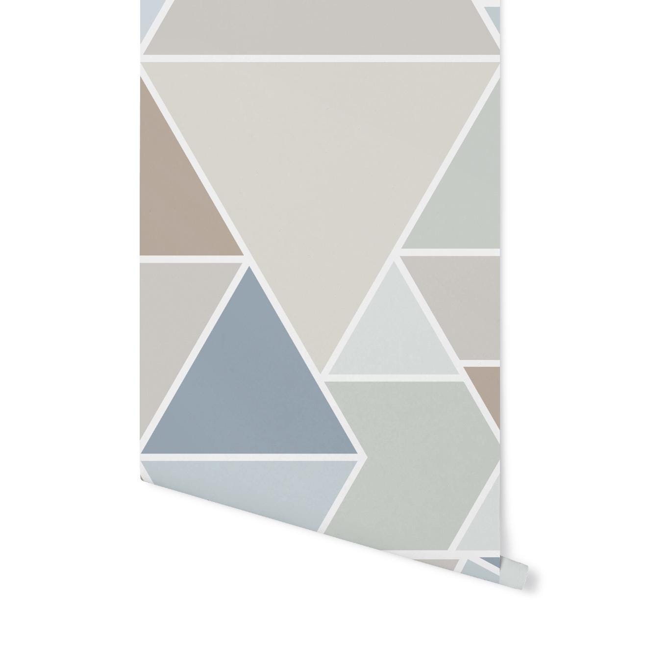 Abstract Blue and Brown Triangle Mural/ modern home boys office kids space triangle wall mural/ Peel & Stick/ UnpastedWallpaper WW1972