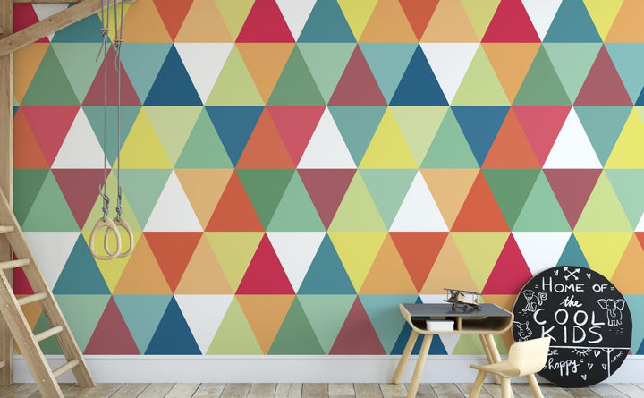 Peel and Stick Wallpaper Red Bright Modern Triangles Wallpaper/ Removable Wallpaper/ Unpasted Wallpaper/Pre-Pasted Wallpaper WW1974