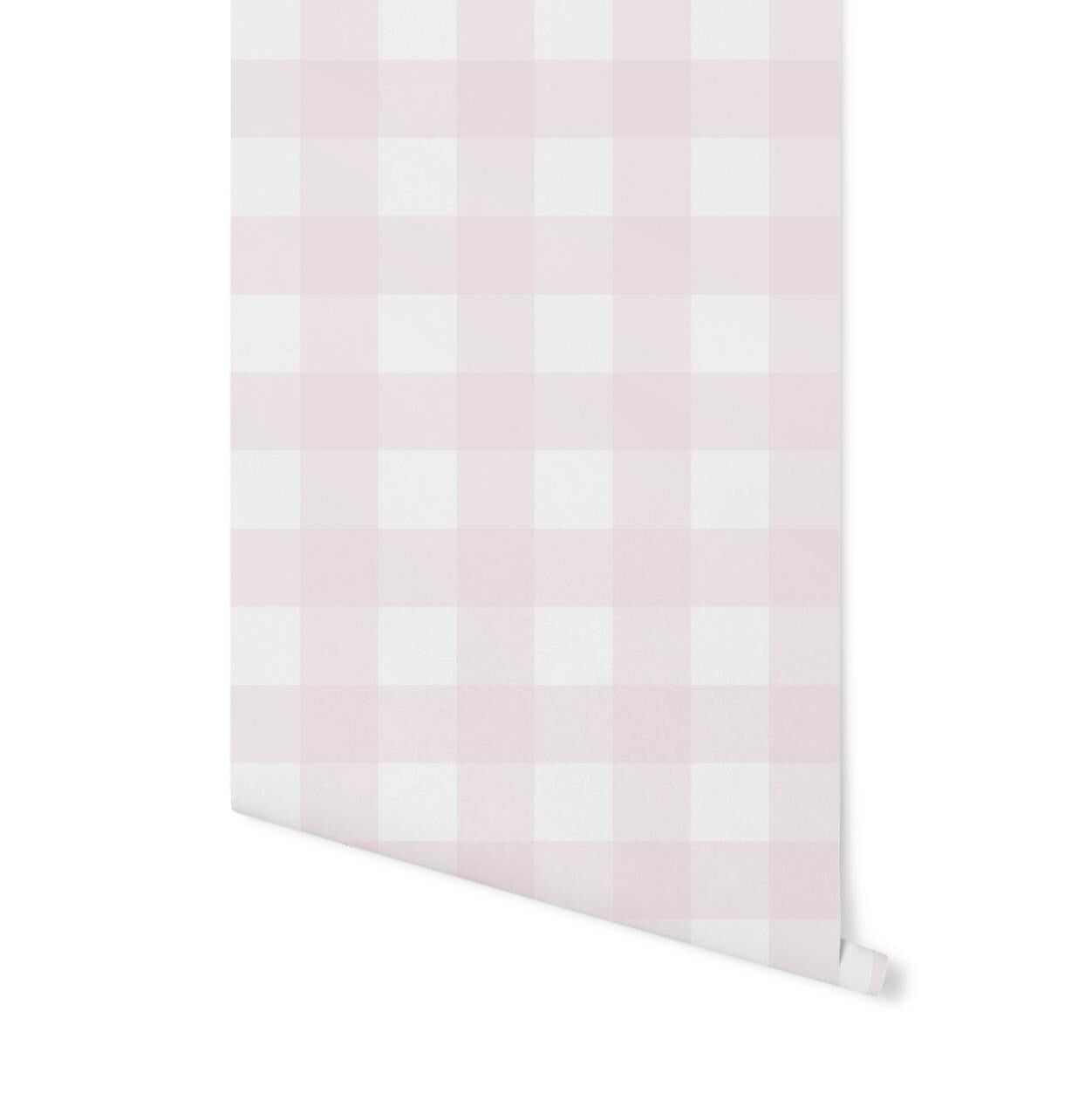 Wallpaper Plaid Pink/ Gingham Wallpaper Pink/ Soft Pink Buffalo Check Wallpaper/ Removable/ Peel and Stick/ Unpasted Wallpaper WW2223