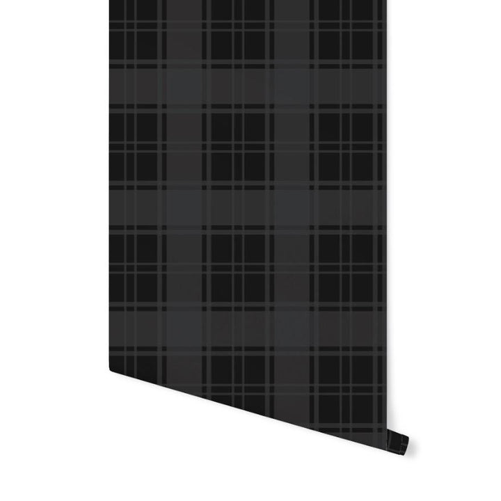 Wallpaper Black Plaid/ Charcoal and Black Plaid Wallpaper/ Removable/ Peel and Stick/ Unpasted/ Pre-Pasted Wallpaper WW2238