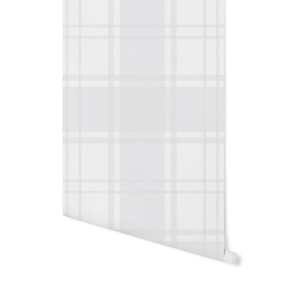 Wallpaper Plaid Gray/ Cool Gray Plaid Wallpaper/ Removable Wallpaper/ Peel and Stick/ Unpasted/ Pre-Pasted Wallpaper WW2034