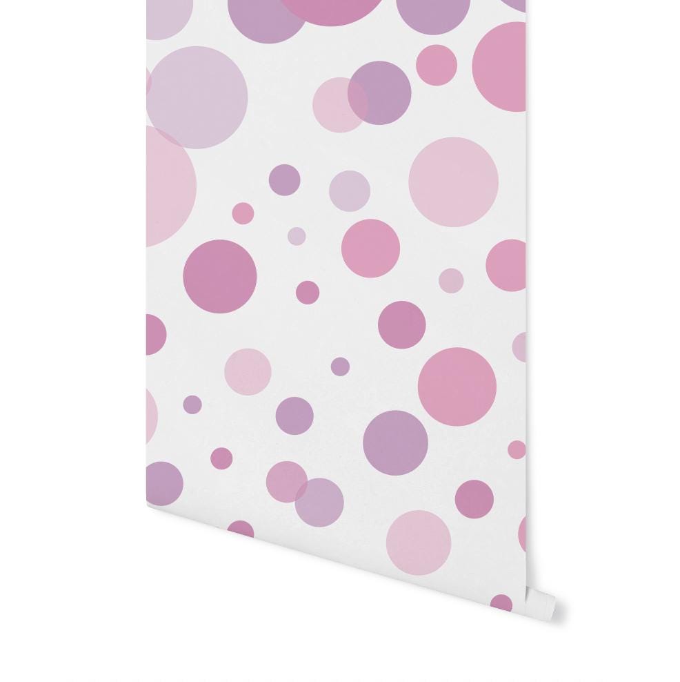 Wallpaper Pink Dots Mural Wallpaper/ Pink Cascading Bubbles/ Bubblegum Removable Wallpaper/ Unpasted Wallpaper/ Pre-pasted Wallpaper WW1723