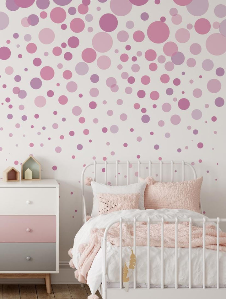 Wallpaper Pink Dots Mural Wallpaper/ Pink Cascading Bubbles/ Bubblegum Removable Wallpaper/ Unpasted Wallpaper/ Pre-pasted Wallpaper WW1723