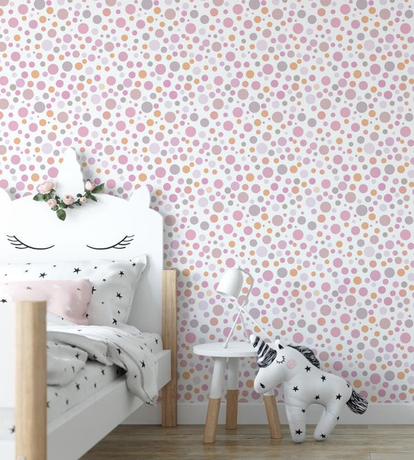 Peel and Stick Wallpaper Pink Dots/ Removable Wallpaper/ Unpasted Wallpaper/ Pre-Pasted Wallpaper WW1813