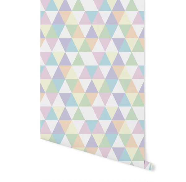 Pastel Triangle Wallpaper/ Gender Neutral Kids Childrens Decor Removable Wallpaper/ Unpasted Wallpaper/ Pre-Pasted Wallpaper WW1871