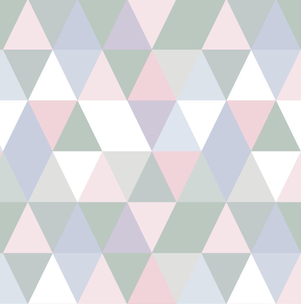 Modern Muted Pink and Green Triangles Wallpaper/ Removable Wallpaper/ Unpasted Wallpaper/ Pre-Pasted Wallpaper WW1968