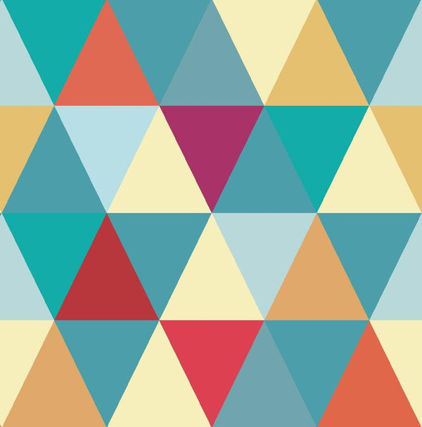 Teal & Orange Modern Triangles Wallpaper/ Removable Wallpaper/ Unpasted Wallpaper/ Pre-Pasted Wallpaper WW1848