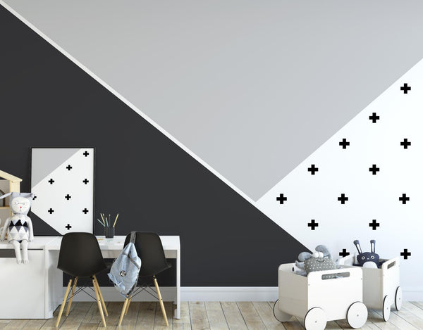 Abstract Geometric Black & Gray Wallpaper Mural/ Removable/ Unpasted/ Pre-Pasted Wallpaper WW1845