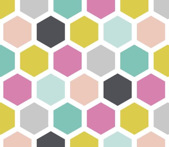 Peel and Stick Wallpaper Hexagon/ Pink, Teal and Gray Hexagon Wallpaper/ Removable Wallpaper/ Unpasted Wallpaper/ Wallpaper WW1827