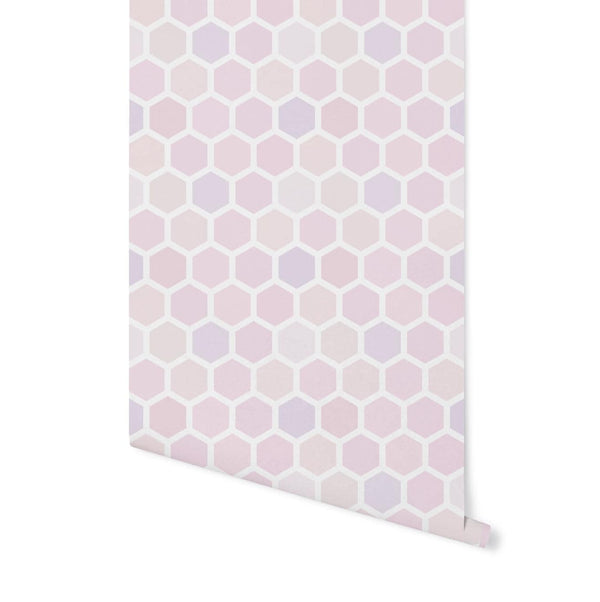 Pink Hexagon Wallpaper/ girls nursery teen playroom baby wallpaper/ Unpasted Wallpaper/ Pre-Pasted Wallpaper WW20117