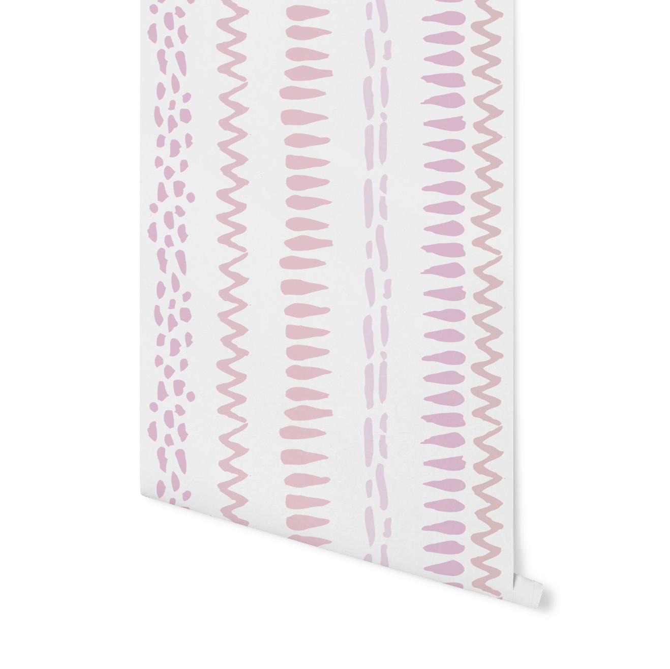 Peel and Stick Wallpaper Pink/ Pink Floral Stripes Wallpaper/ Removable Wallpaper/ Unpasted Wallpaper/ Pre-Pasted Wallpaper WW2412