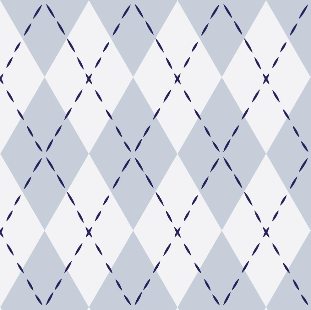 Baby Blue Argyle Wallpaper/ Removable Wallpaper/ Peel and Stick Wallpaper/ Unpasted Wallpaper/ Pre-Pasted Wallpaper WW1727