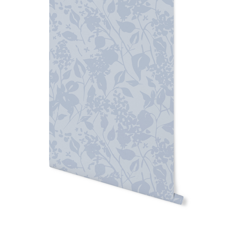 Soft Light Blue Abstract Floral Wallpaper WW2517
