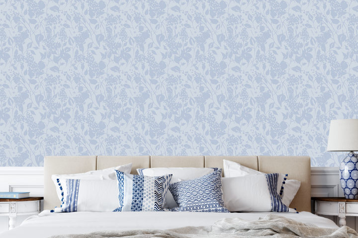 Soft Light Blue Abstract Floral Wallpaper WW2517