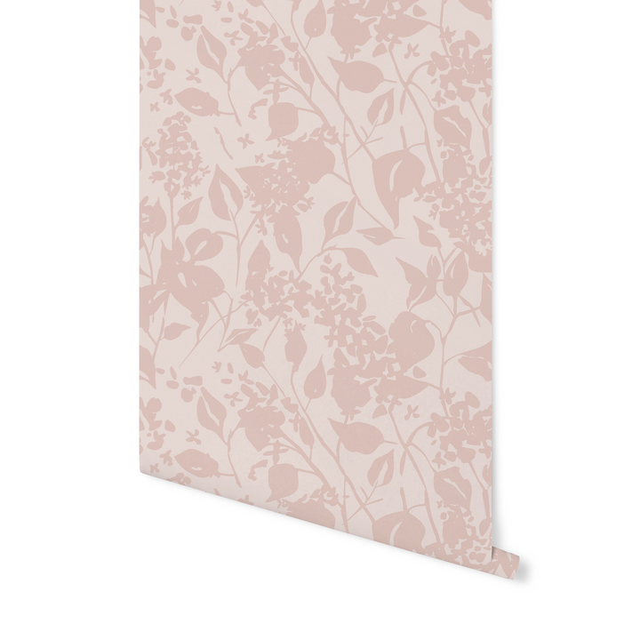 Muted Blush Pink Abstract Floral Wallpaper WW2509