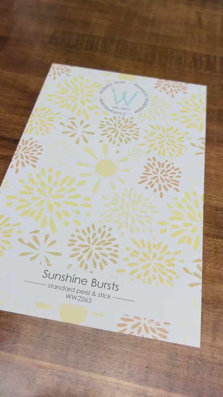 Yellow Sun Boho Wallpaper/ Sunshine Bursts/ Removable Wallpaper/ Peel and Stick Wallpaper/ Unpasted Wallpaper/ Pre-Pasted Wallpaper WW2264