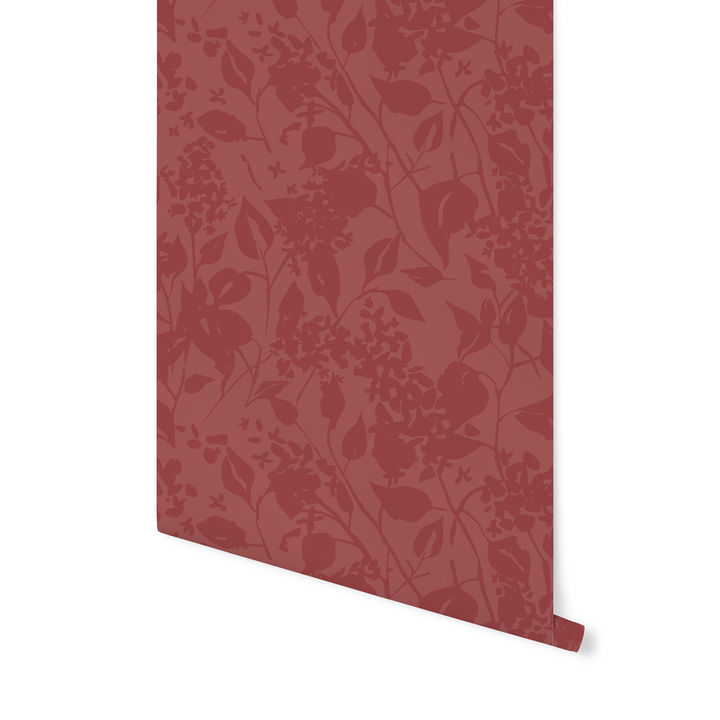 Deep Red Abstract Floral Wallpaper WW2518