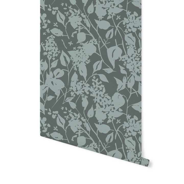 Sage Green Abstract Floral Wallpaper WW2519