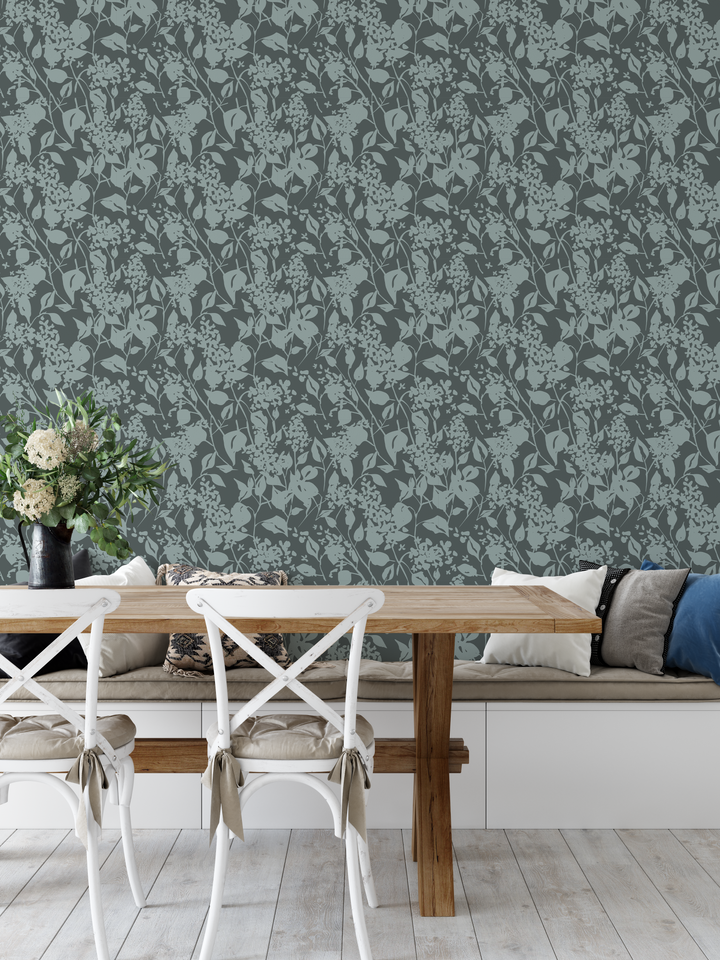 Sage Green Abstract Floral Wallpaper WW2519