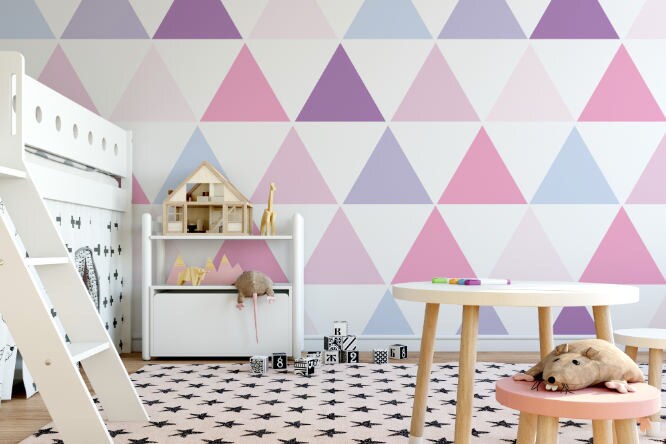 Peel and Stick Wallpaper Pink/ Pink Triangle Wallpaper/ Removable Wallpaper/ Unpasted Wallpaper/ Pre-Pasted Wallpaper