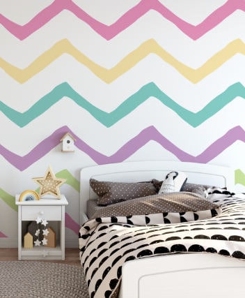 Peel and Stick Wallpaper Rainbow/ Candy Colored Chevrons Wallpaper/ Removable Wallpaper/ Unpasted Wallpaper/ Pre-Pasted Wallpaper
