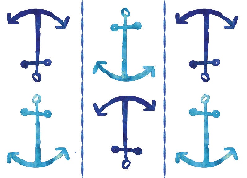 Peel and Stick Wallpaper Blue/ Blue Watercolor Anchor Stripes Wallpaper/ Removable Wallpaper/ Unpasted Wallpaper/ Pre-Pasted Wallpaper