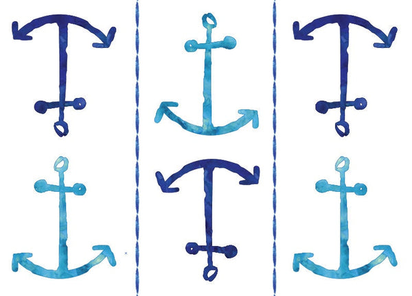 Peel and Stick Wallpaper Blue/ Blue Watercolor Anchor Stripes Wallpaper/ Removable Wallpaper/ Unpasted Wallpaper/ Pre-Pasted Wallpaper
