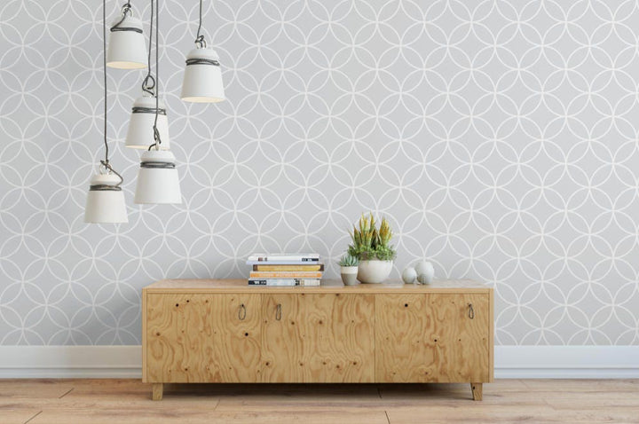 Geometric Circle Pattern Wallpaper // Removable Wallpaper // Peel and Stick Wallpaper // Unpasted Wallpaper // Pre-Pasted Wallpaper