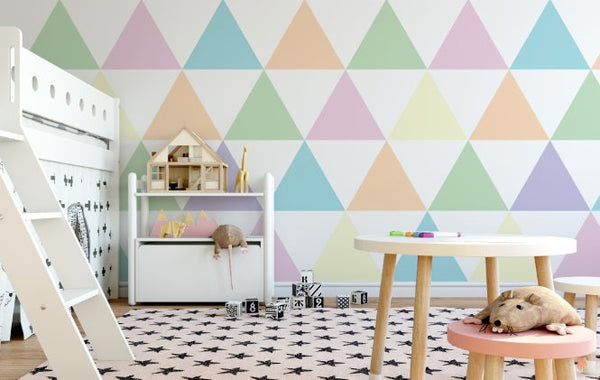 Peel and Stick Wallpaper Pink/ Colorful Triangle Wallpaper/ Removable Wallpaper/ Unpasted Wallpaper/ Pre-Pasted Wallpaper