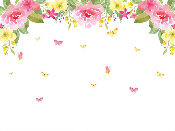 Peel and Stick Wallpaper Floral/ Butterfly Garden Wallpaper/ Removable Wallpaper/ Unpasted Wallpaper/ Pre-Pasted Wallpaper