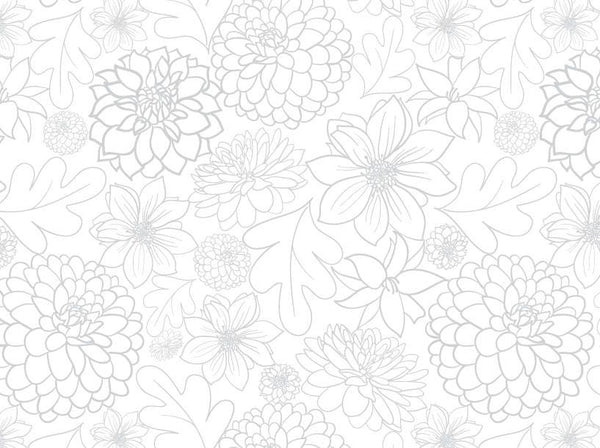 Peel and Stick Wallpaper Floral/ Big Grey Dahlia Wallpaper/ Removable Wallpaper/ Unpasted Wallpaper/ Pre-Pasted Wallpaper WW1718