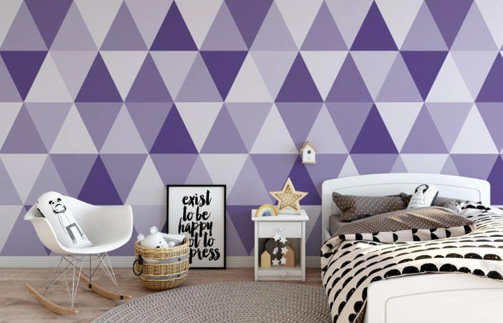 Peel and Stick Wallpaper Purple/ Ultra Violet Triangles Wallpaper/ Removable Wallpaper/ Unpasted Wallpaper // Pre-Pasted Wallpaper