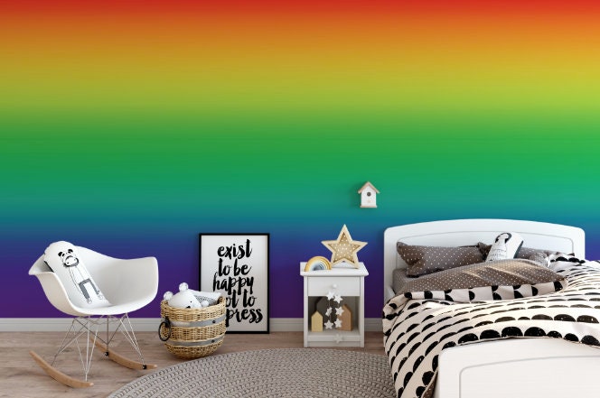 Rainbow Ombre Wallpaper // Removable Wallpaper // Peel and Stick Wallpaper // Unpasted Wallpaper // Pre-Pasted Wallpaper WW1811