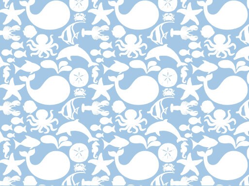 Peel and Stick Wallpaper Blue/ Blue Sea Life Wallpaper/ Removable Wallpaper/ Unpasted Wallpaper/ Pre-Pasted Wallpaper