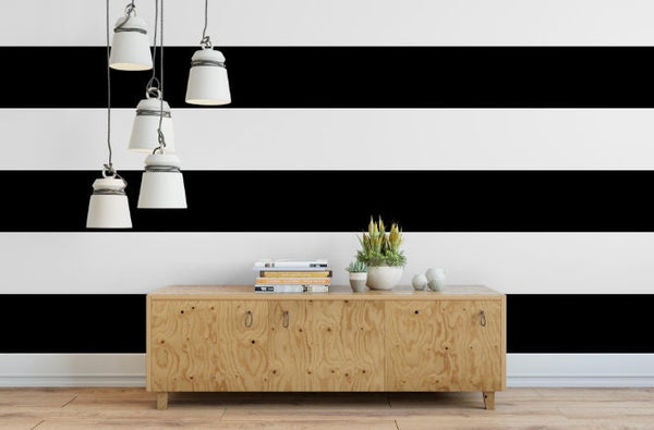 Peel and Stick Wallpaper Black/ Black and White Stripe Wallpaper/ Removable Wallpaper/Unpasted Wallpaper/ Pre-Pasted Wallpaper