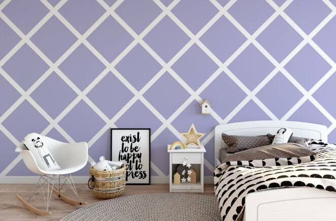 Peel and Stick Wallpaper Purple/ Simple Diamond Wallpaper/ Removable Wallpaper/ Unpasted Wallpaper/ Pre-Pasted Wallpaper