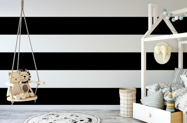Peel and Stick Wallpaper Black/ Black and White Stripe Wallpaper/ Removable Wallpaper/Unpasted Wallpaper/ Pre-Pasted Wallpaper