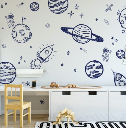 Peel and Stick Wallpaper Nursery/ Space Mural Wallpaper/ Removable Wallpaper/ Unpasted Wallpaper/ Pre-Pasted Wallpaper